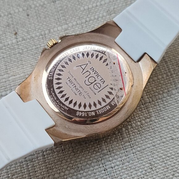 Invicta Angel Ladies Wristwatch Gold Tone Bezel Crystal Accent Watch Read desc - Picture 6 of 12